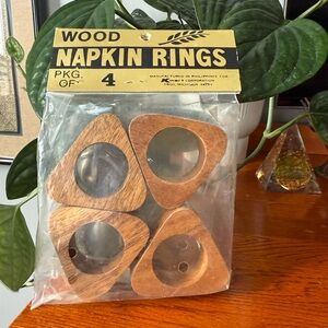 Vintage MCM wooden napkin rings .